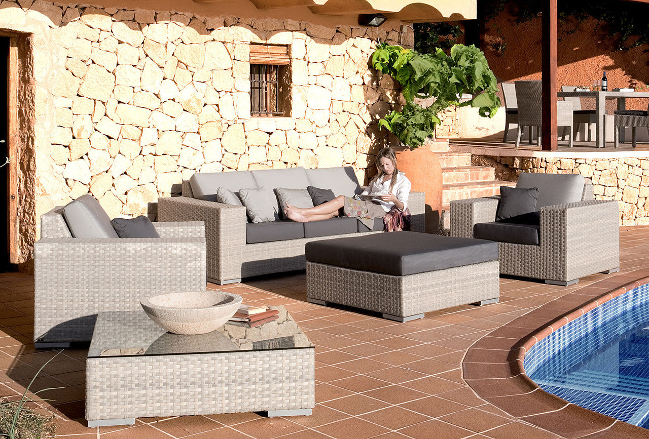 Hospitality Rattan Rubix 5 PC Deep Seating Set with Cushions