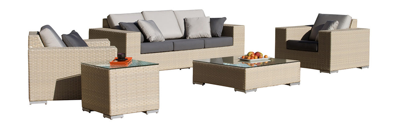 Hospitality Rattan Rubix 5 PC Deep Seating Set with Cushions