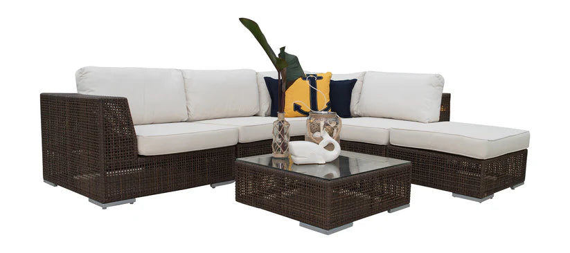 Hospitality Rattan Atlantis Wicker Outdoor 4-Person Modular Sectional Set