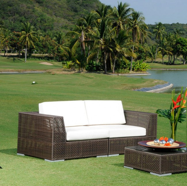 Hospitality Rattan Atlantis Wicker Outdoor 2-Person Modular Loveseat