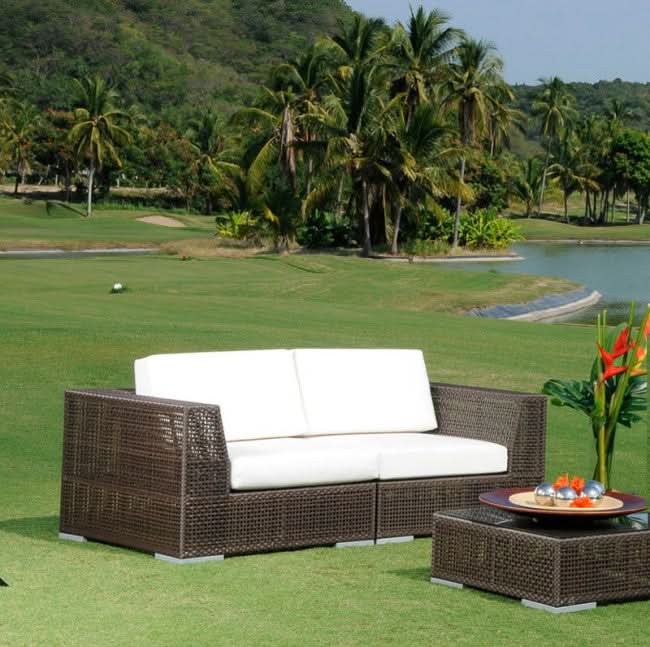 Hospitality Rattan Atlantis Wicker Outdoor 2-Person Modular Loveseat