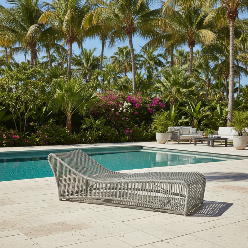 Sunset West Miami Rope Aluminum Cushionless Chaise