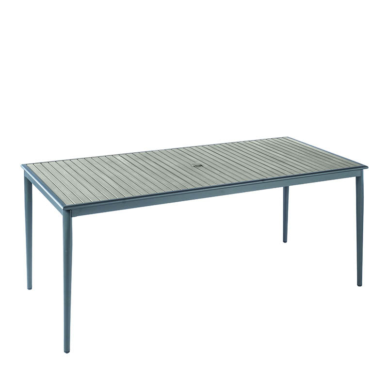 Alfresco Home Oden Dark Gray All-Weather HDPE Rectangular Dining Table with Umbrella Hole