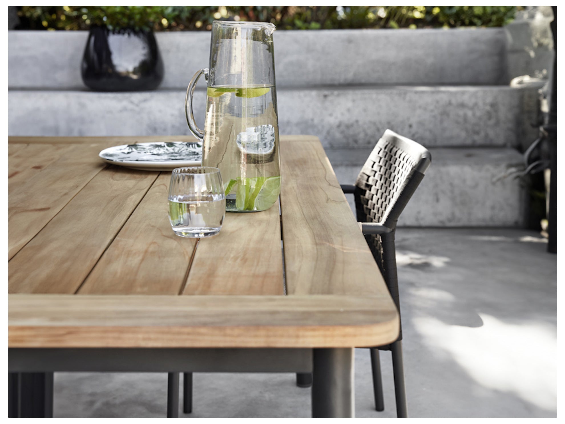 Alfresco Home Meridian 71'' Teak Rectangular with Umbrella Hole Dining Table