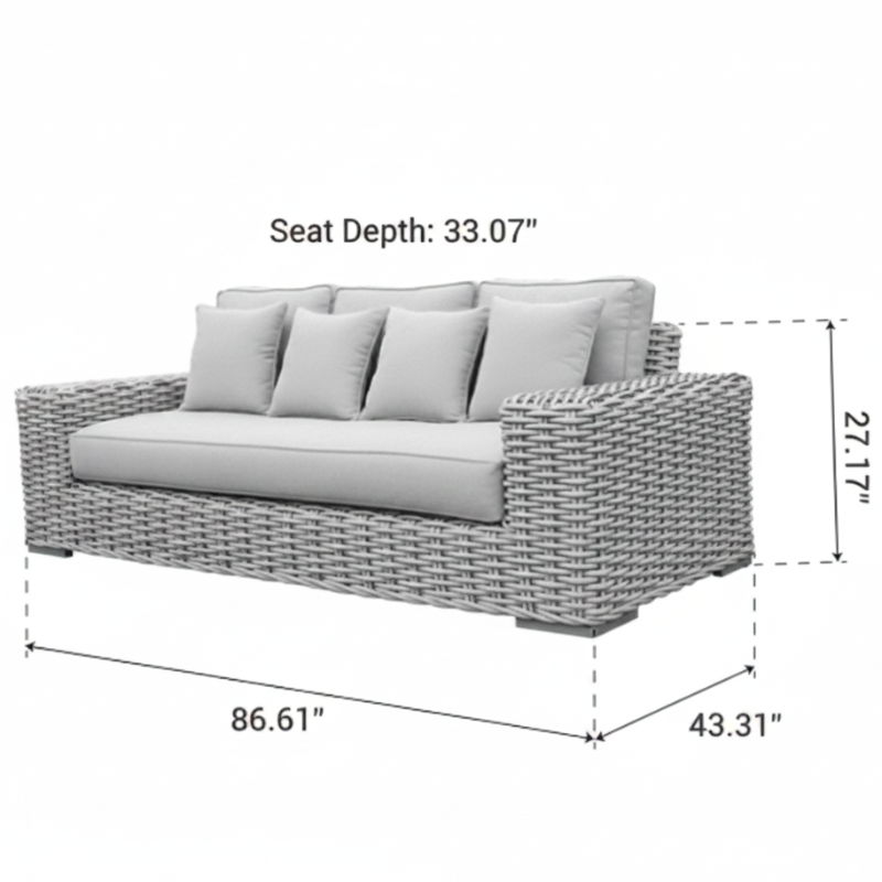 OUTSY Anna LUX Wicker Aluminum Outdoor 5-Person Conversation Set