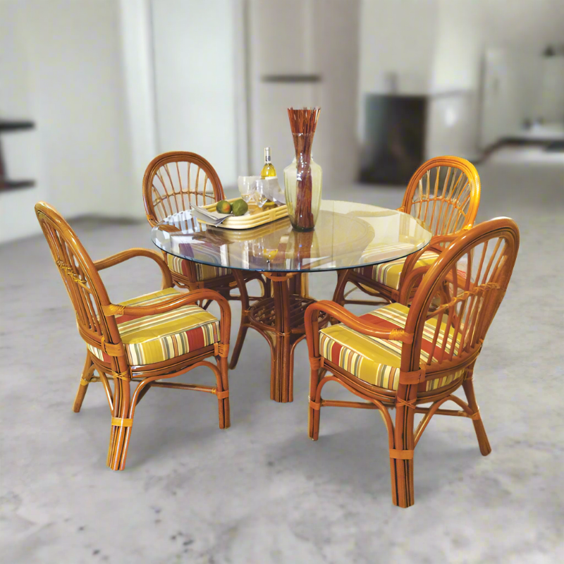Alexander & Sheridan Serengeti Rattan Indoor 5 Piece Dining Set with Armless Chairs