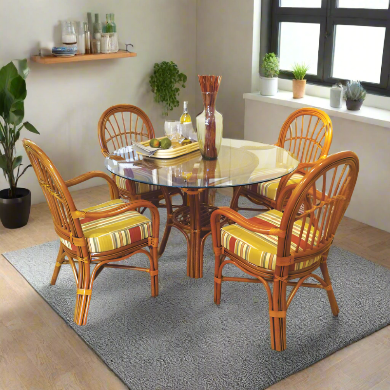 Alexander & Sheridan Serengeti Rattan Indoor 5 Piece Dining Set with Armless Chairs