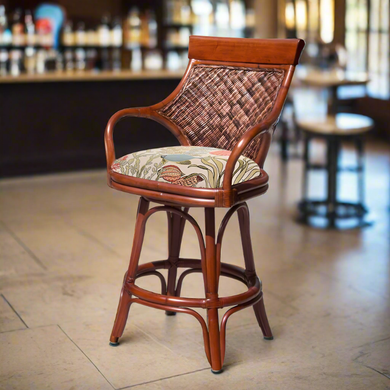 Alexander & Sheridan Bermuda Rattan Indoor 24" Bar Stool