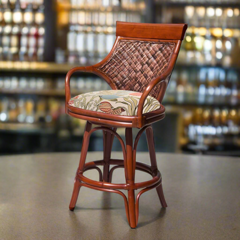 Alexander & Sheridan Bermuda Rattan Indoor 24" Bar Stool