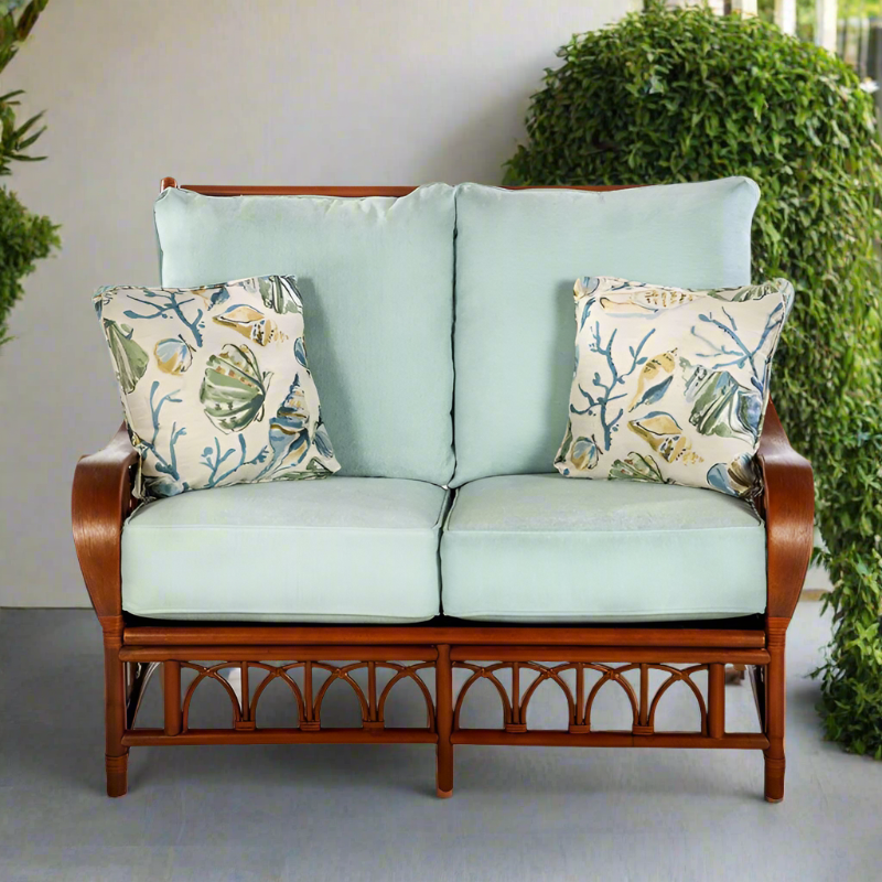 Alexander & Sheridan Cuba Rattan Indoor Loveseat with Cushions