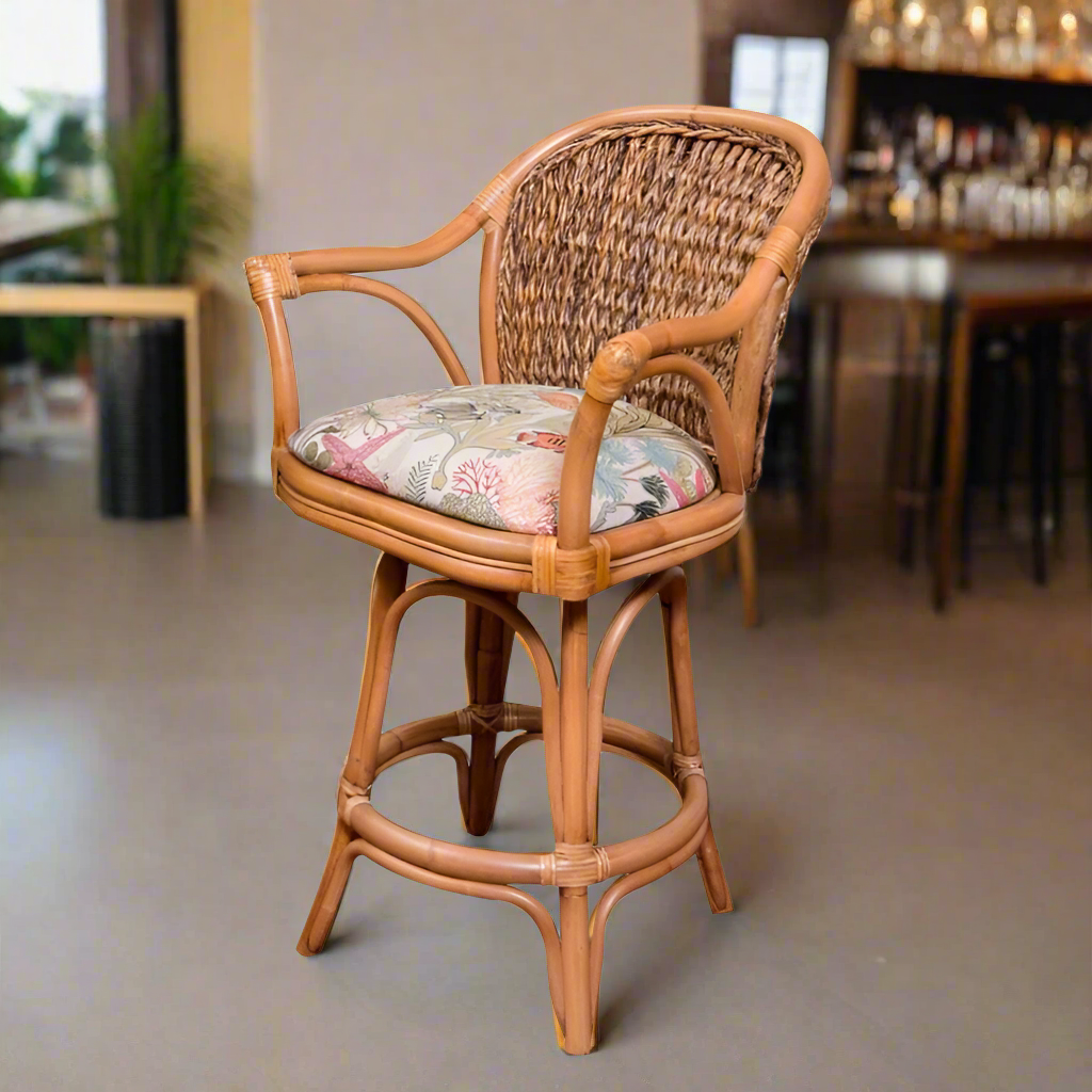 Alexander & Sheridan Panama Rattan Indoor 24" Bar Stool