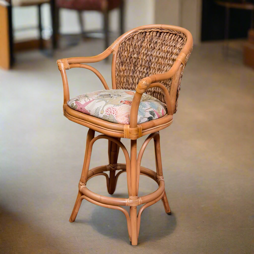 Alexander & Sheridan Panama Rattan Indoor 24" Bar Stool