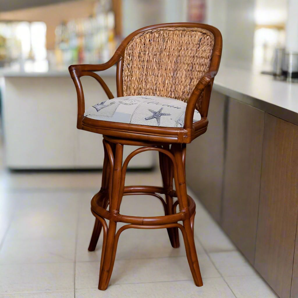 Alexander & Sheridan Panama Rattan Indoor 30" Bar Stool