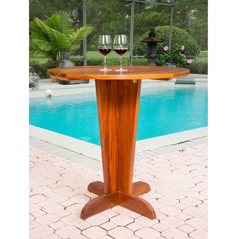 Alexander & Sheridan Serengeti Rattan Indoor KD Pub Table with Teak Top