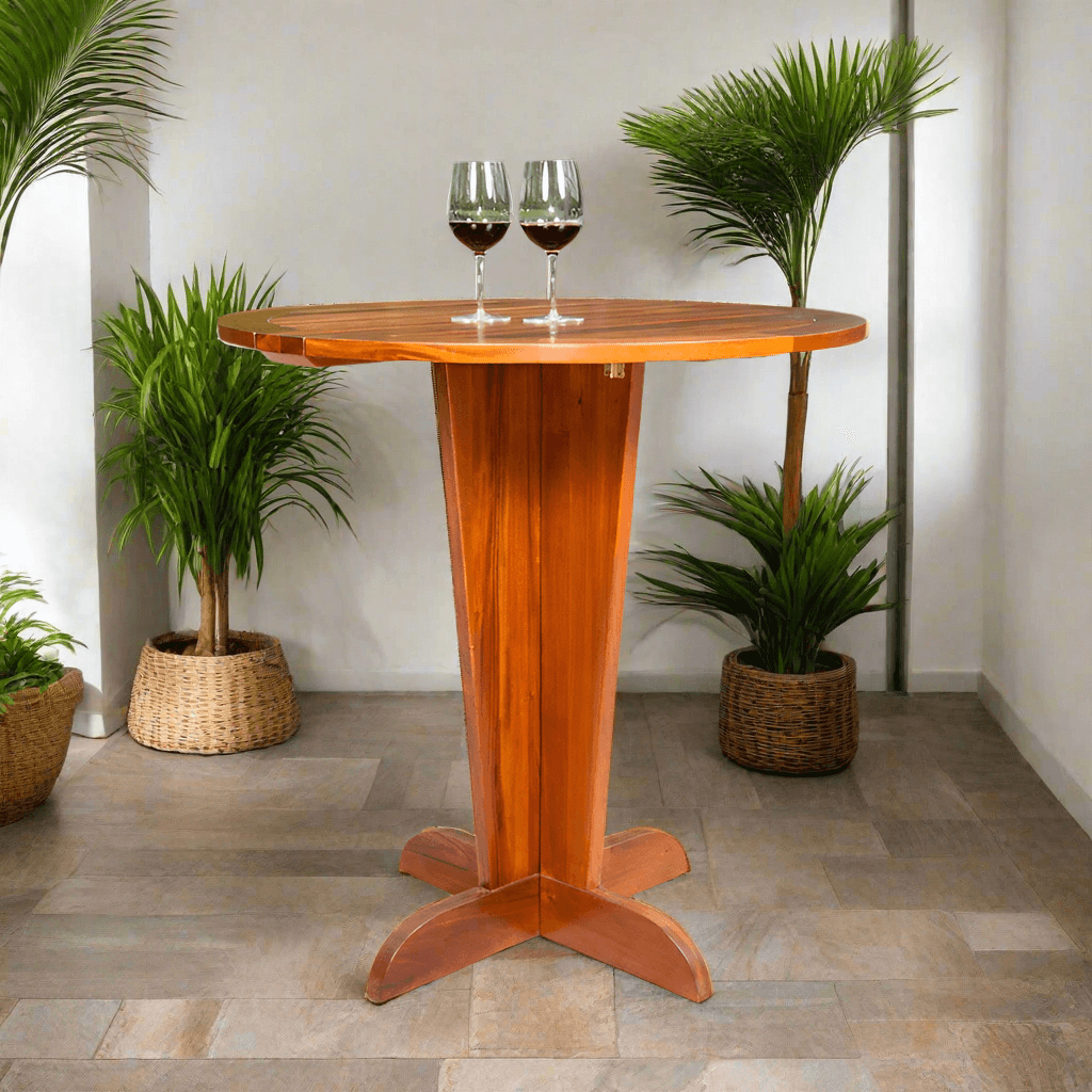 Alexander & Sheridan Serengeti Rattan Indoor KD Pub Table with Teak Top