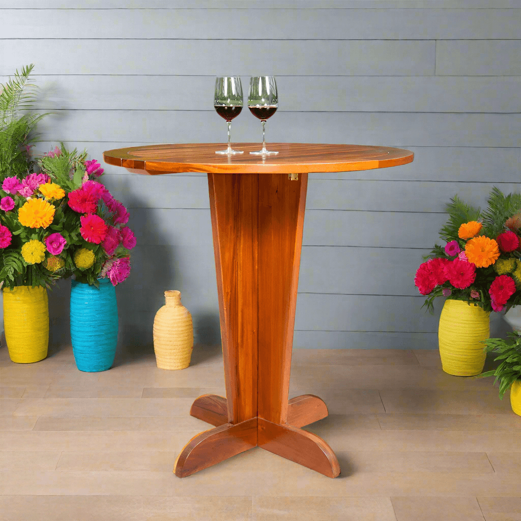 Alexander & Sheridan Serengeti Rattan Indoor KD Pub Table with Teak Top