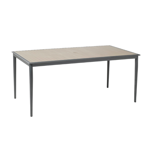 Alfresco Home Oden Gray Polywood 35.25''W x 67''D Rectangular Dining Table with Umbrella Hole