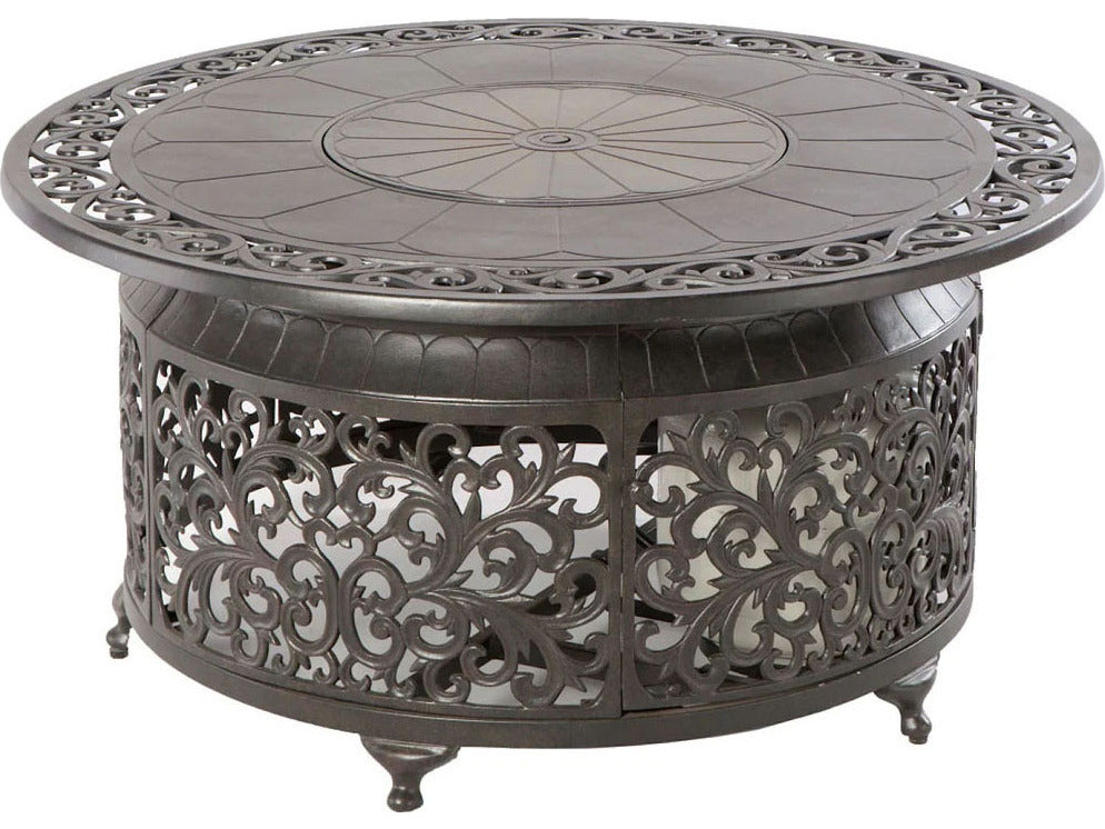 Alfresco Home Bellagio 48' Aluminum Black Round Fire Pit Table