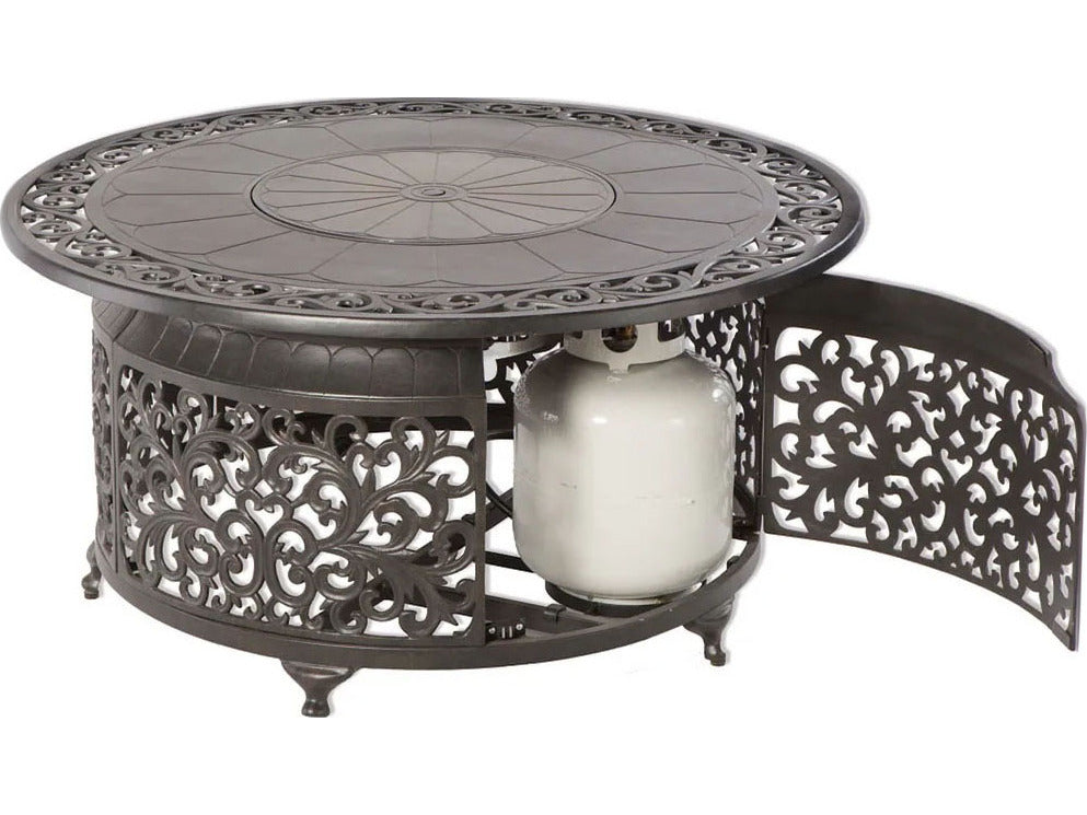 Alfresco Home Bellagio 48' Aluminum Black Round Fire Pit Table