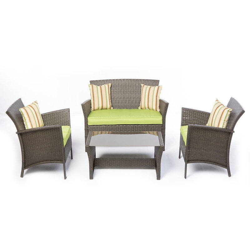 Alfresco Home Bimini 4 Piece Wicker Seating Group With Throw Pillows