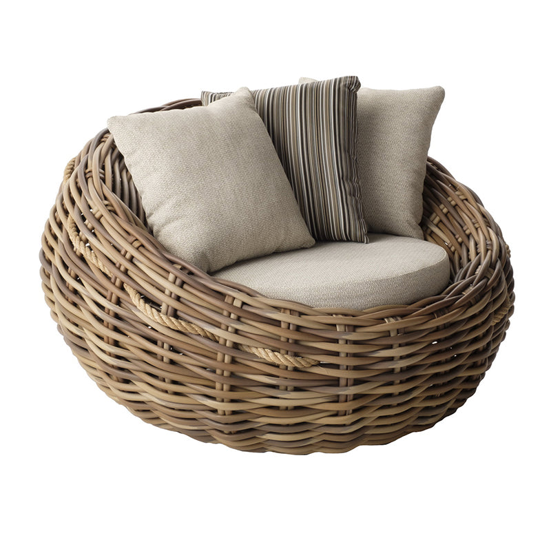 Alfresco Home Cocoon Deep Seating Lounge Chair with 3 Throw Pillows