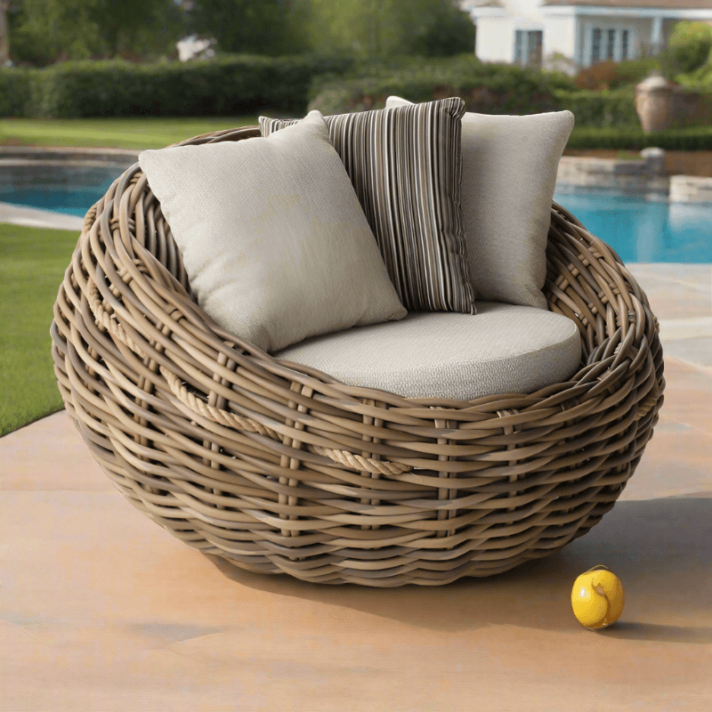 Alfresco Home Cocoon Deep Seating Lounge Chair with 3 Throw Pillows
