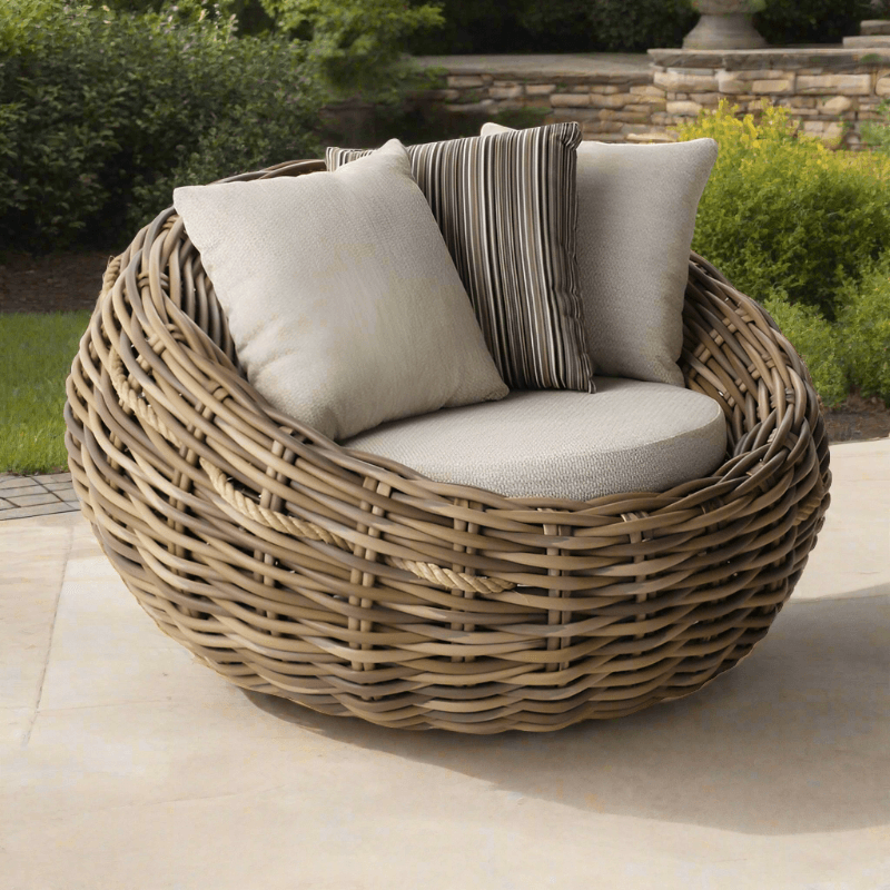 Alfresco Home Cocoon Deep Seating Lounge Chair with 3 Throw Pillows