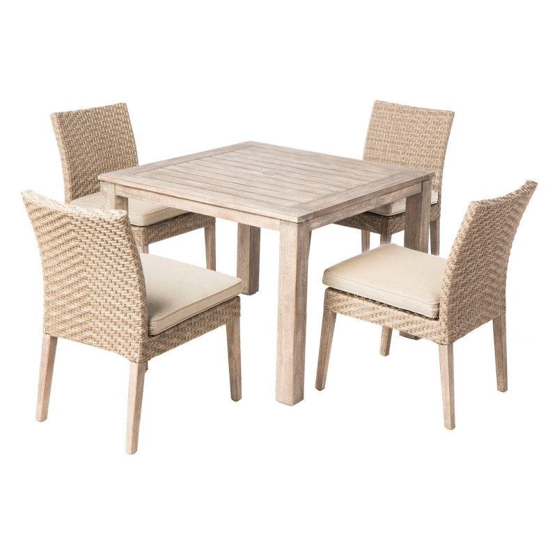 Alfresco Home Cornwall Woven Wood Outdoor 4-Person Dining Set