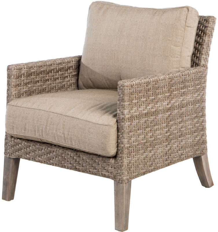Alfresco Home Cornwall Woven Wood Outdoor 4-Person Deep Seating Conversation Set with Cushions
