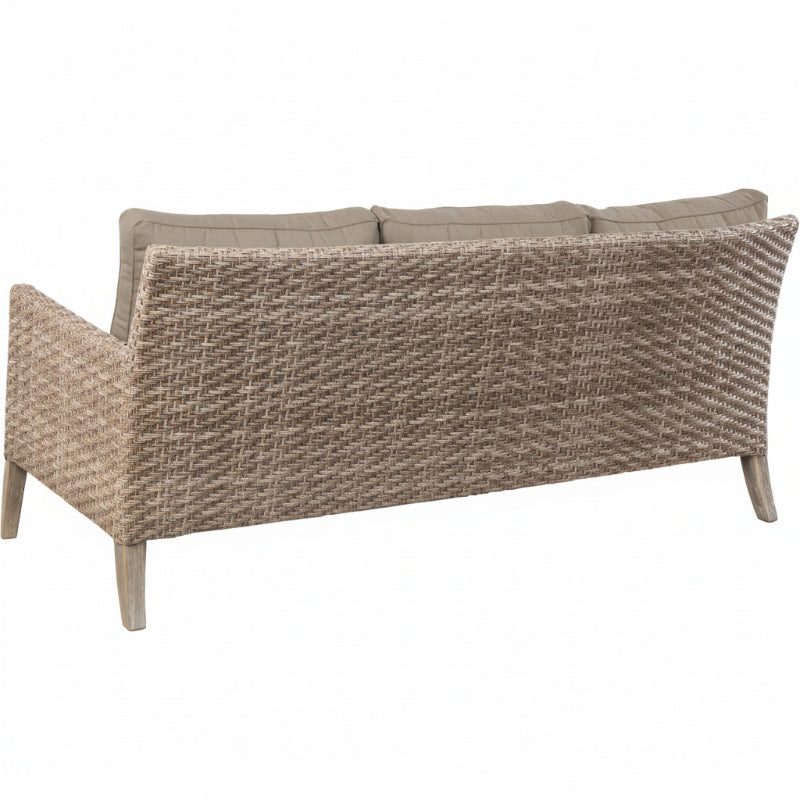 Alfresco Home Cornwall Woven Wood Outdoor 4-Person Deep Seating Conversation Set with Cushions