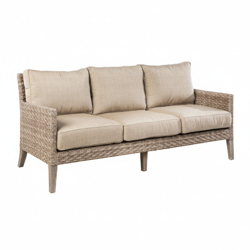 Alfresco Home Cornwall Woven Wood Outdoor 4-Person Deep Seating Conversation Set with Cushions