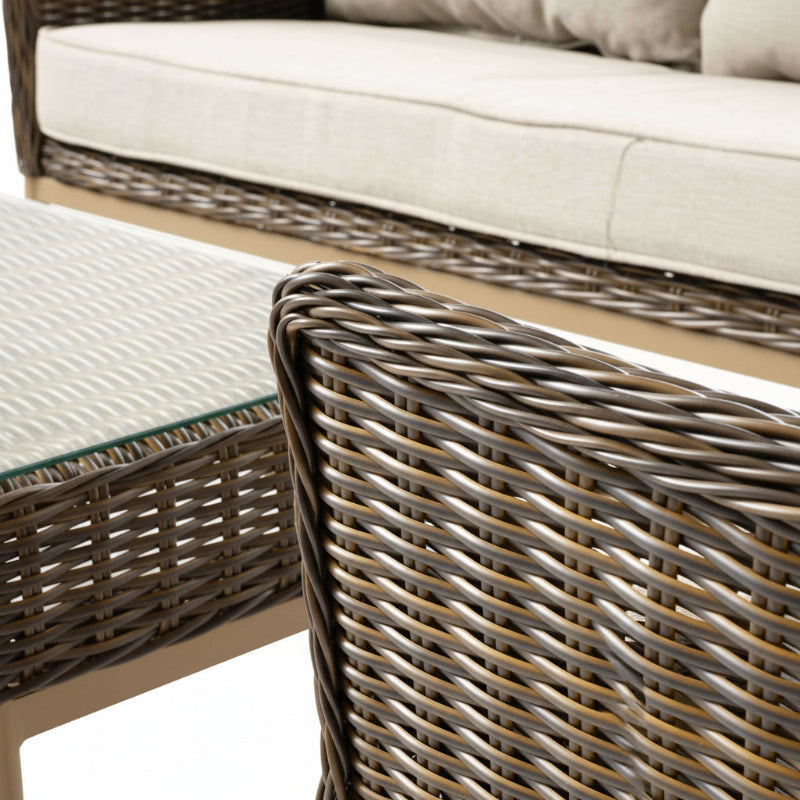 Alfresco Home Eva Wicker Aluminum Outdoor 4-Person Loveseat Set With Cushion