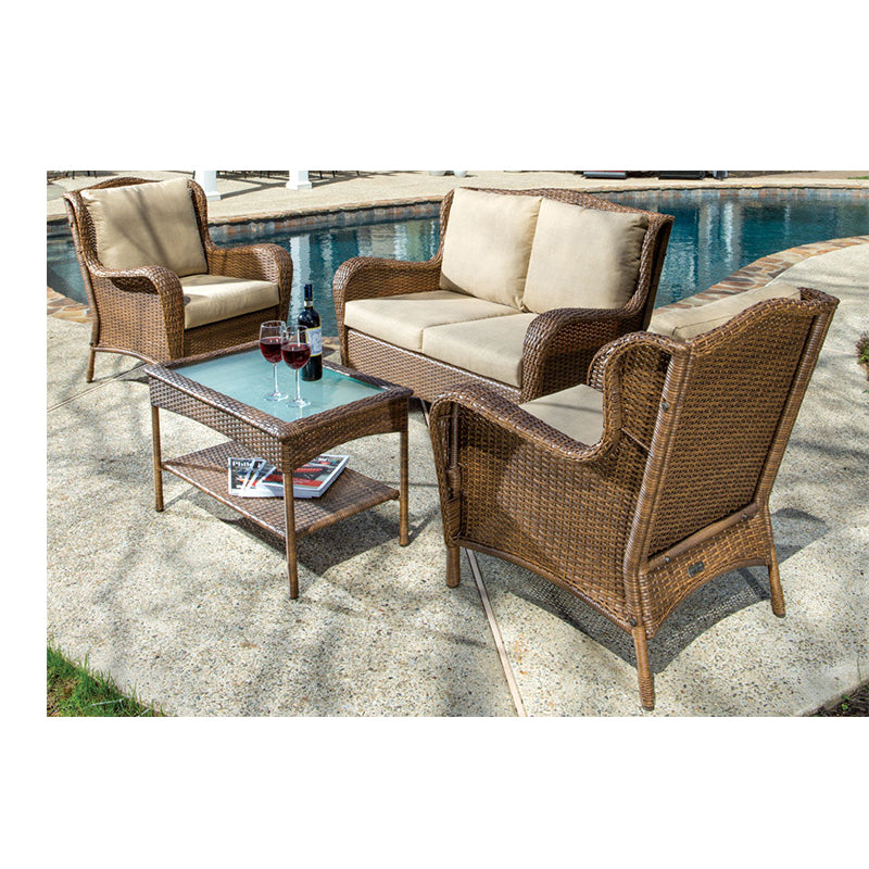 Alfresco Home Gibson 4 Piece Wicker Conversation Set