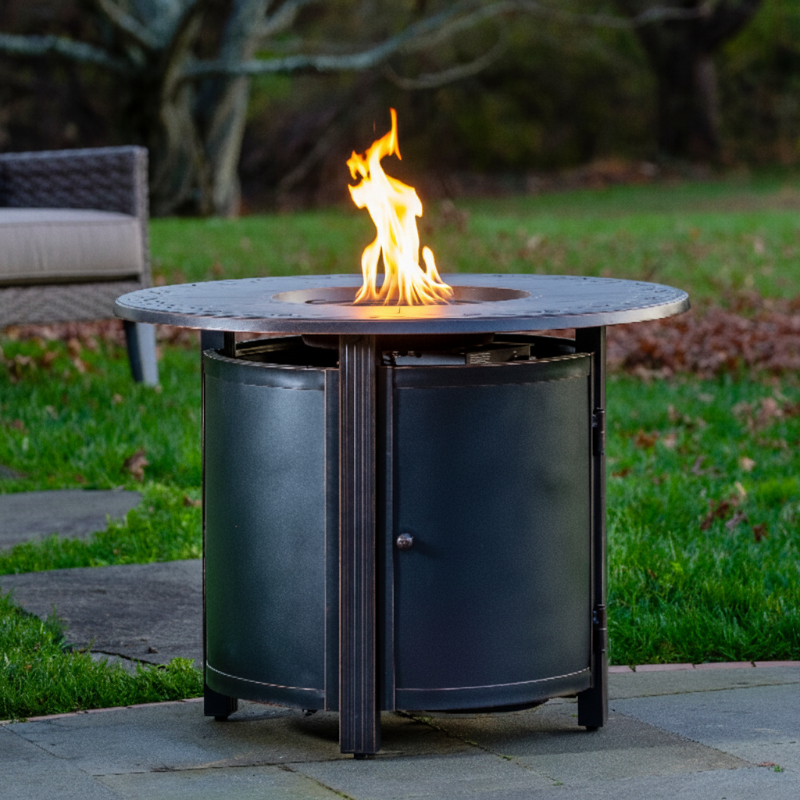 Alfresco Home Hartwick Cast Aluminum Outdoor 34" Round Fire Pit Table