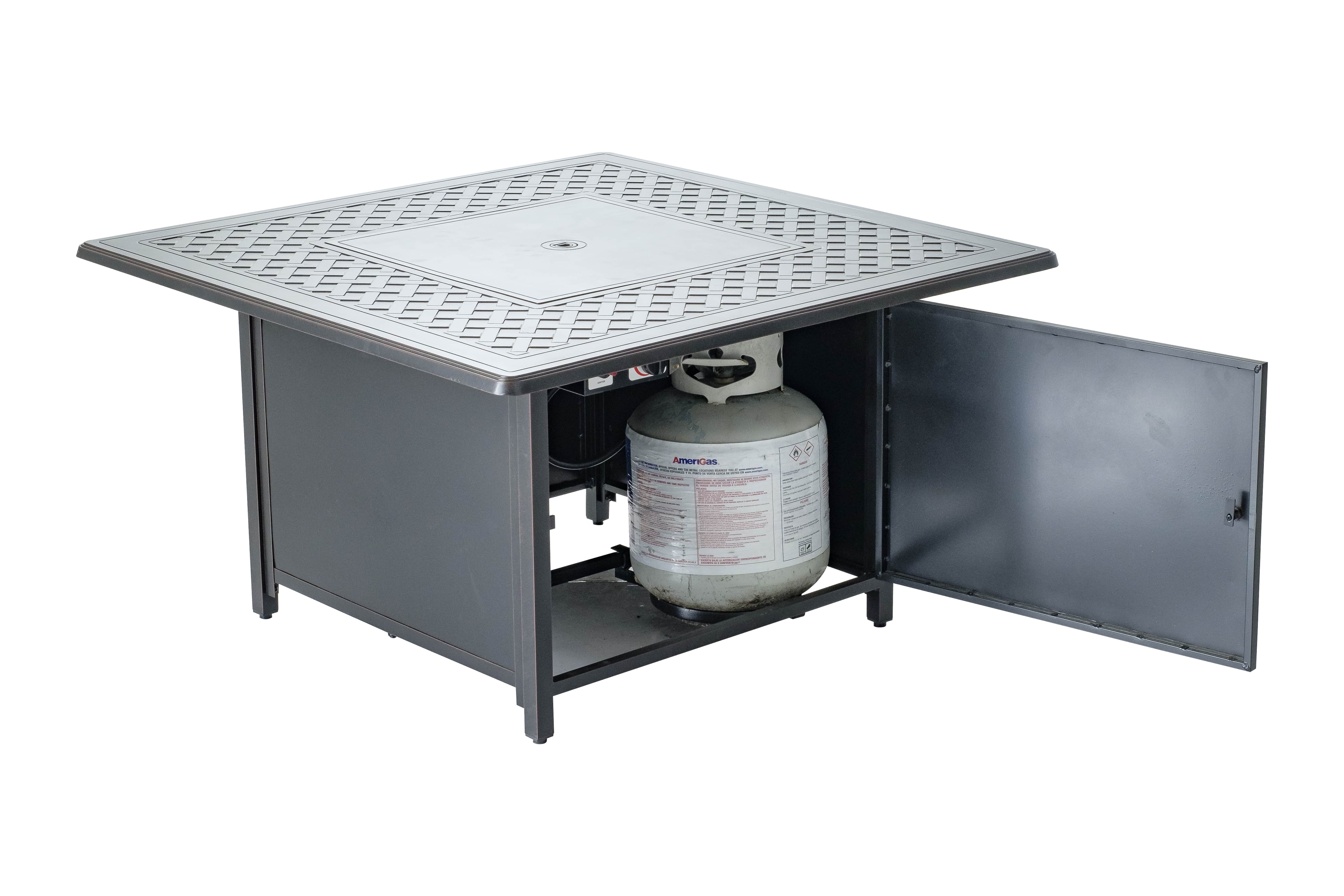 Alfresco Home Heron Topaz Cast Aluminum 42 Square Fire Pit Table