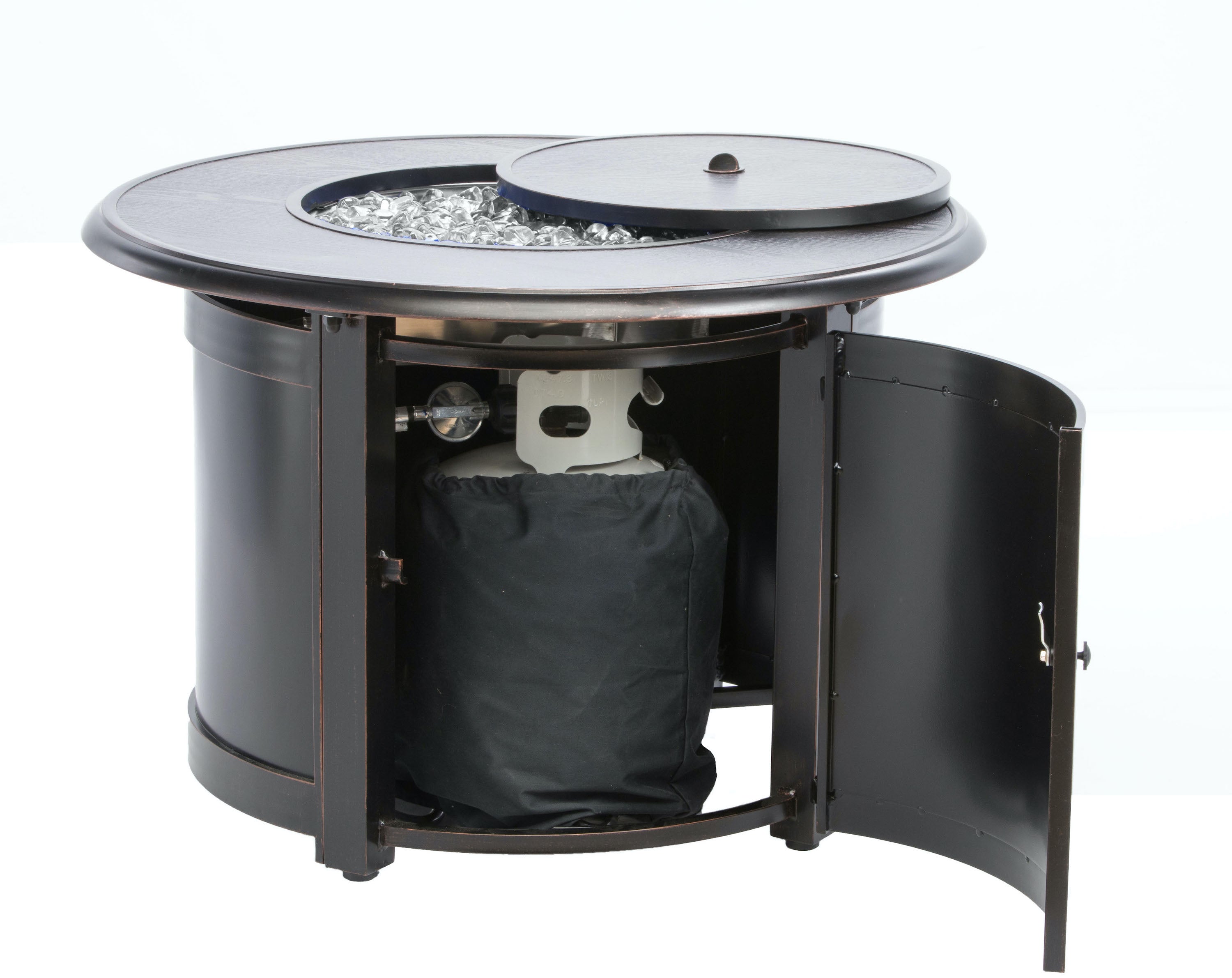 Alfresco Home Manchester Cast Aluminum Outdoor 36″ Blacksmith Round Fire Pit Table