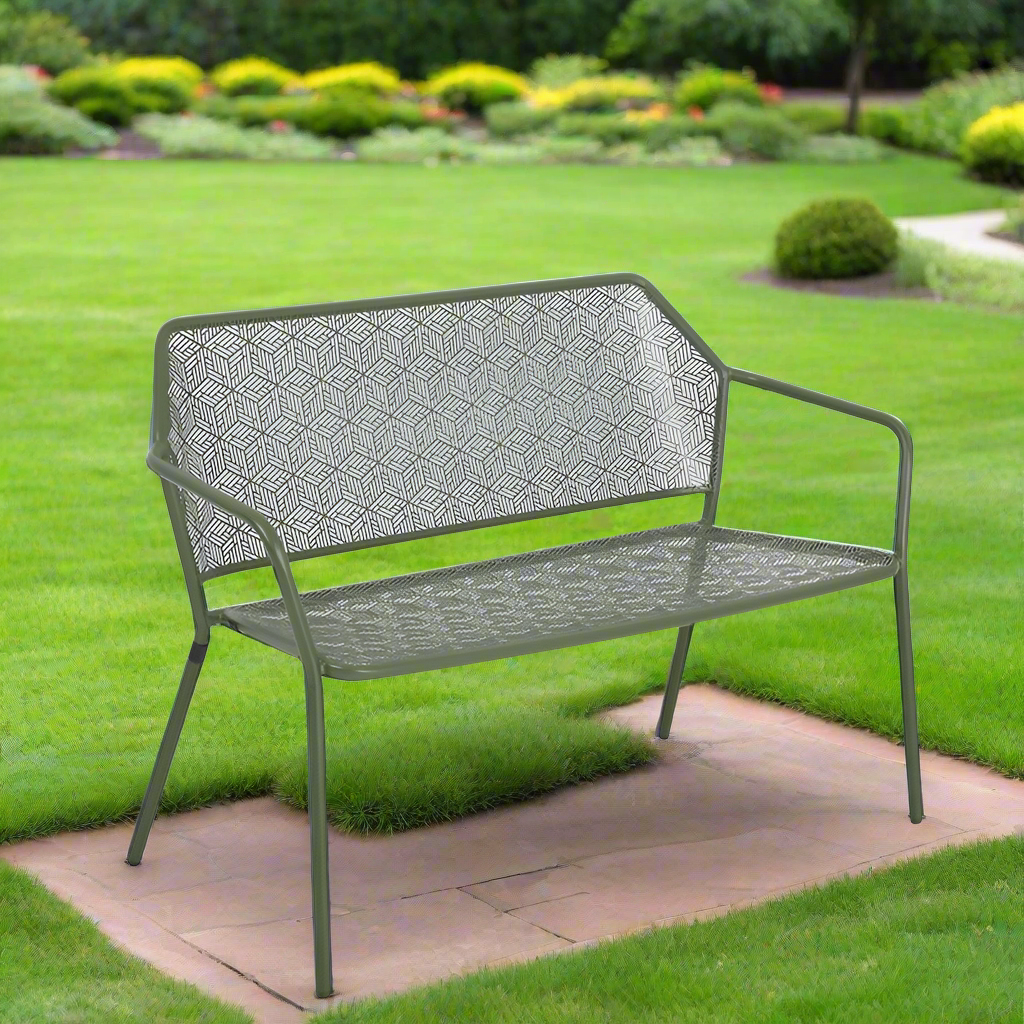 Alfresco Home Martini Iron Garden Bench Moss