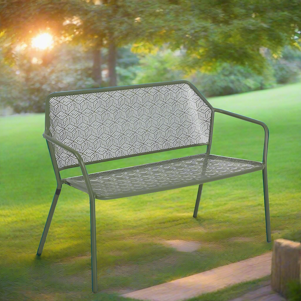 Alfresco Home Martini Iron Garden Bench Moss