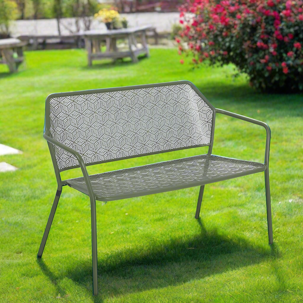 Alfresco Home Martini Iron Garden Bench Moss