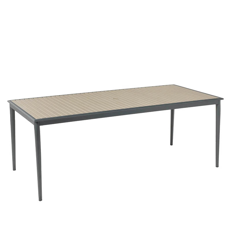 Alfresco Home Oden Dark Gray All-Weather HDPE Rectangular Dining Table with Umbrella Hole