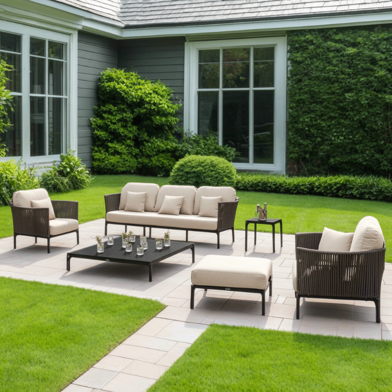 Skyline Design Boston Aluminum Rope Outdoor 5-Person Seating Set