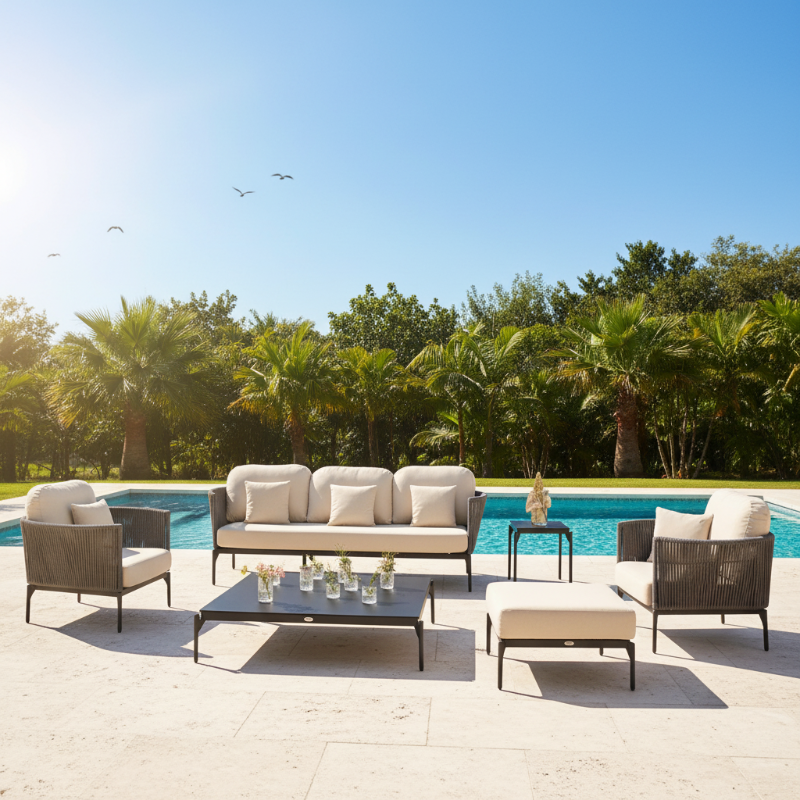 Skyline Design Boston Aluminum Rope Outdoor 5-Person Seating Set