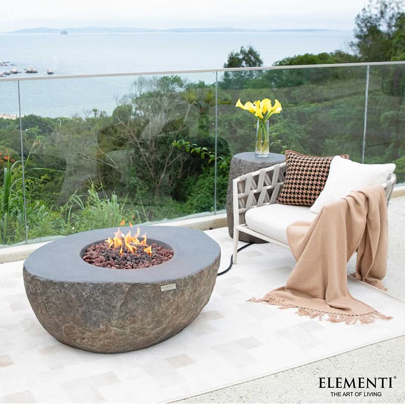 Elementi Boulder Glass Fiber Reinforced Concrete Outdoor Fire Pit Table