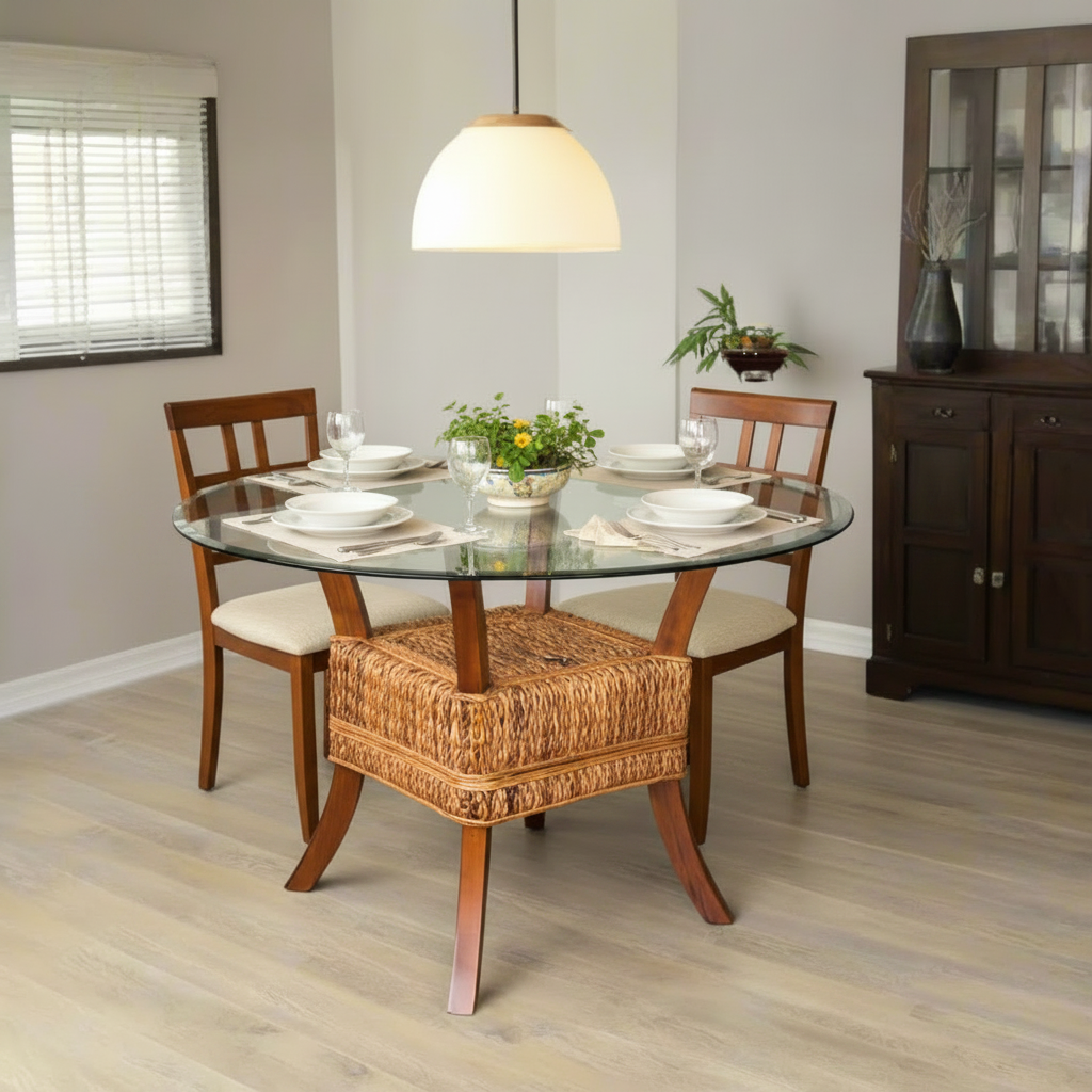 Alexander & Sheridan Belize Natural Rattan Indoor Counter Height Dining Table in Rustic