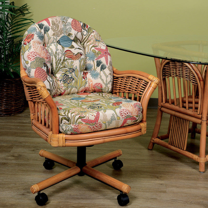 Alexander & Sheridan Bridgeport Natural Rattan Indoor 4-Person Dining Set with Cushions