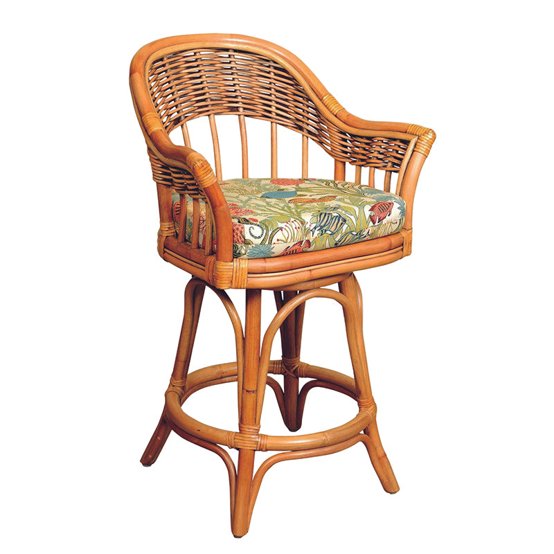 Alexander & Sheridan Bridgeport Natural Rattan Indoor 2-Person Pub Set with Cushions