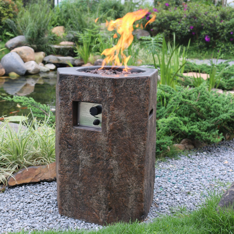 Elementi Modeno Basalt Glass Fiber Reinforced Concrete Outdoor Fire Pit Table