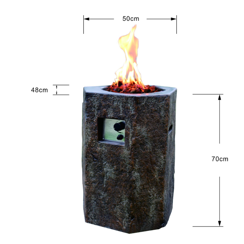 Elementi Modeno Basalt Glass Fiber Reinforced Concrete Outdoor Fire Pit Table