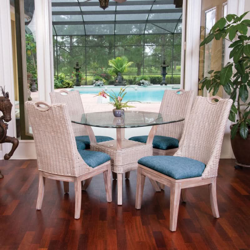 Alexander & Sheridan Belize Natural Rattan Indoor 4-Person Dining Set with Cushions