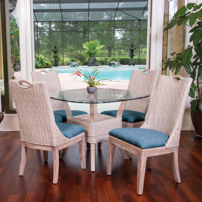 Alexander & Sheridan Belize Natural Rattan Indoor 4-Person Dining Set with Cushions